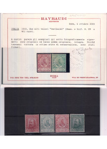 1910 Giuseppe Garibaldi 4 Valori Certificato Raybaudi Gomma Originale Integra Sassone 87-90